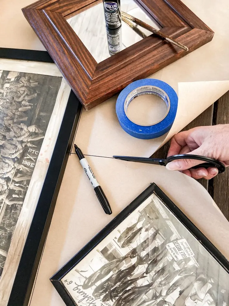 Trace around each of your frames on the craft paper to assure you don't make a mistake when hanging a gallery wall. 