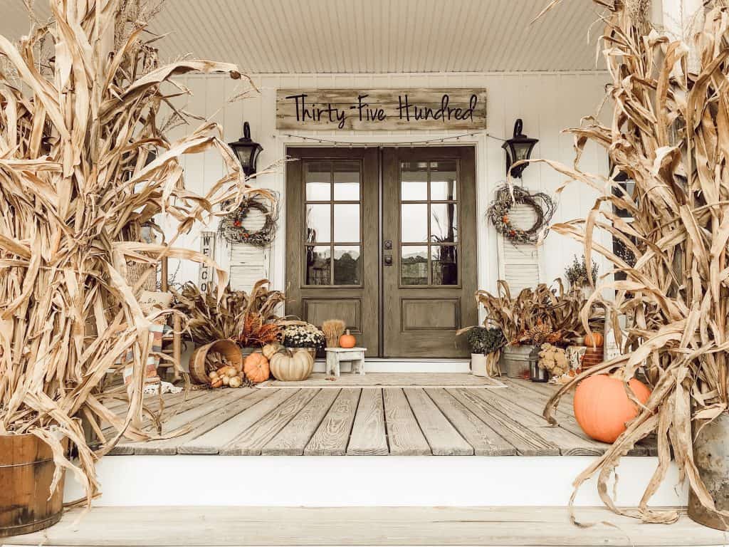 one tip for fall decorating for free is using corn stalks.  Most farmer's will allow you to take a few stalks that the corn has been removed.  
