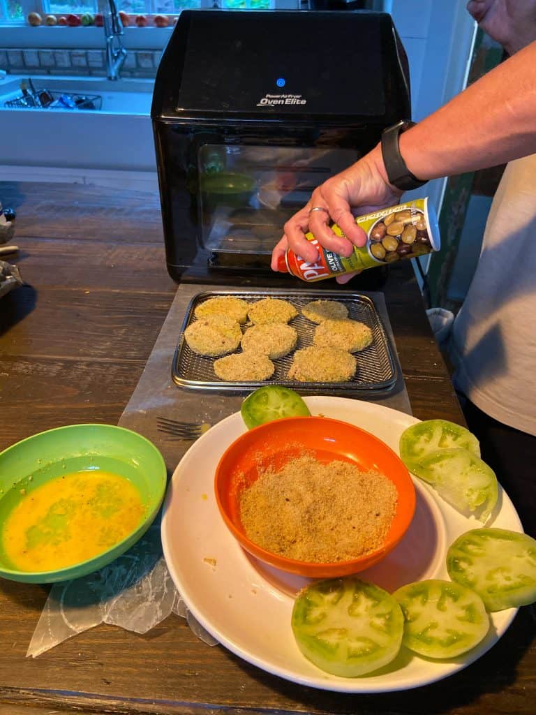 Air Fried Green Tomatoes are delicious. Top 5 Reasons to cook with an Air Fryer.  The obvious reason is it's a healthy alternative to fried foods.  See all the reasons my husband and daughter are sold on using an air fryer.  