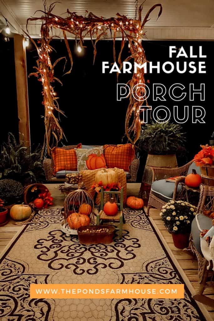 Fall Front Porch Tour.  Farmhouse Porch Decorated for Autumn