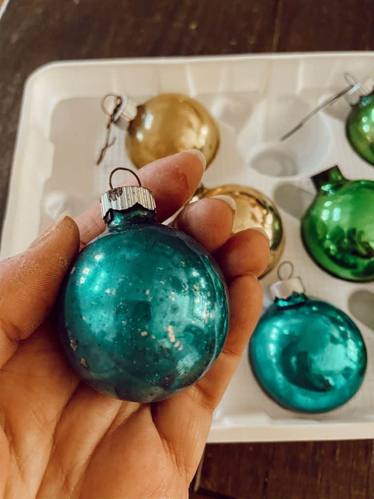 Make new ornaments look like vintage shiny brite ornaments with this tutorial