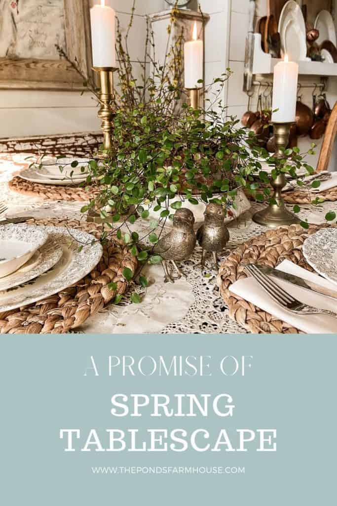 How to use thrift store finds to set a Promise of Spring Tablescape with natural elements.