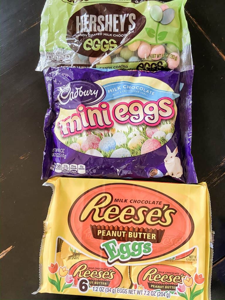 Cadbury Easter egg candies and Reese’s peanut butter cups.