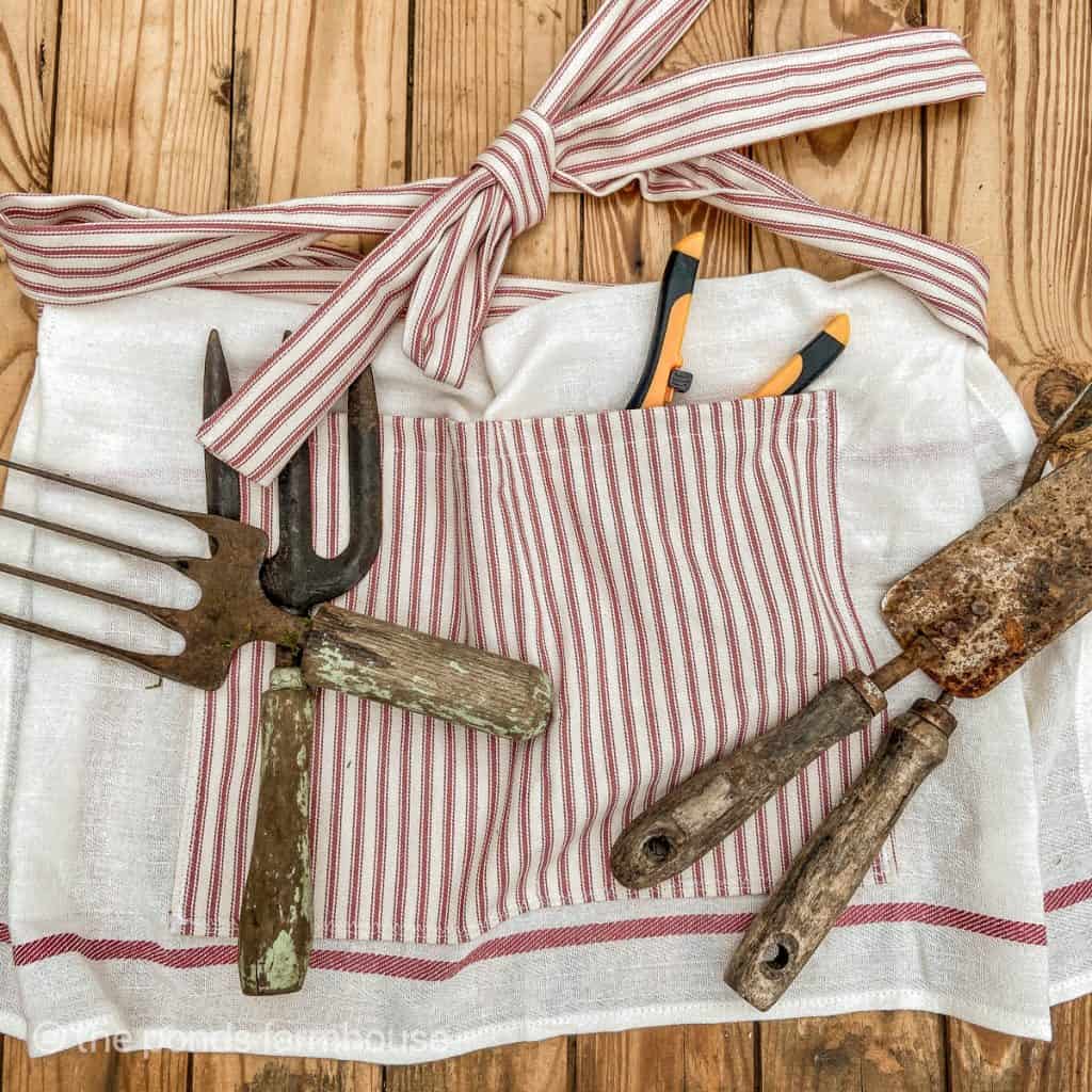 Apron is great for carrying garden tools and craft supplies.  