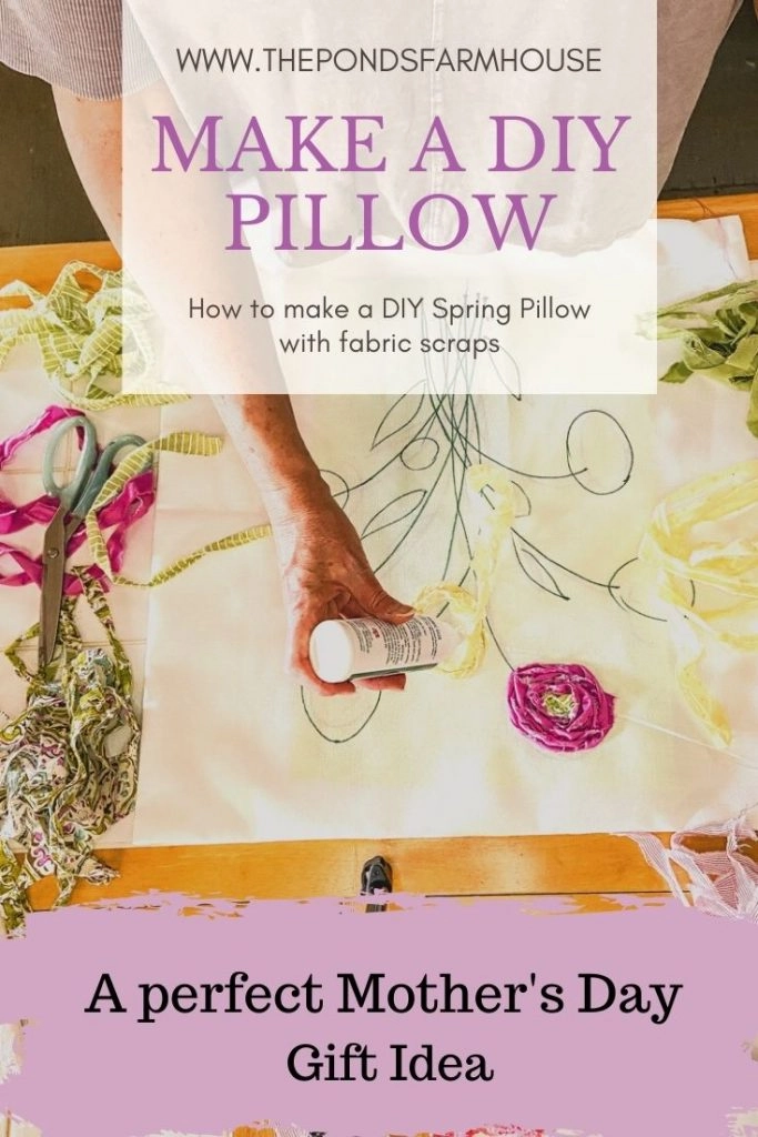 DIY Spring Pillow from scrap fabrics for a cottage style seasonal pillow cover. 