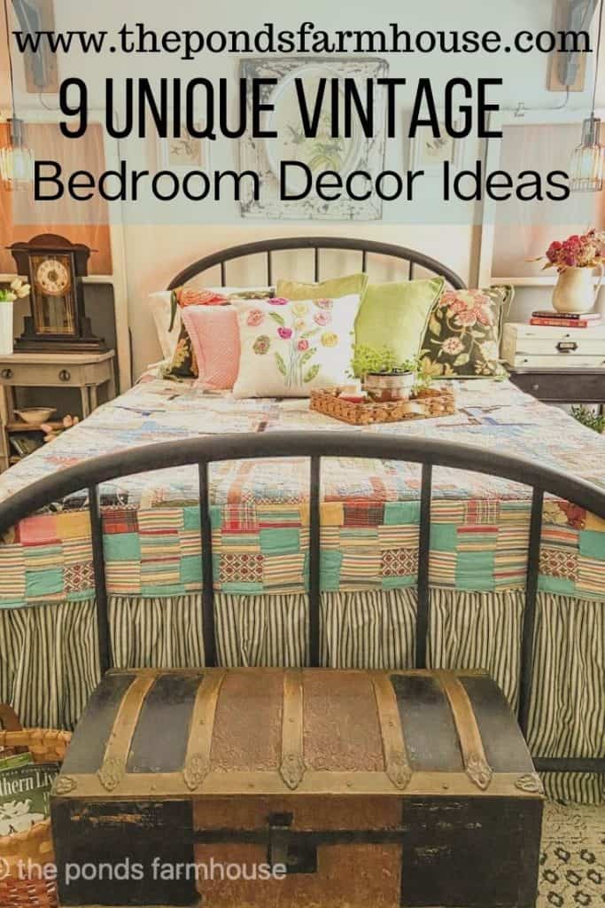Antique & Vintage Bedroom Ideas with Antiques and Thrift Store Finds for Modern Farmhouse decorating.