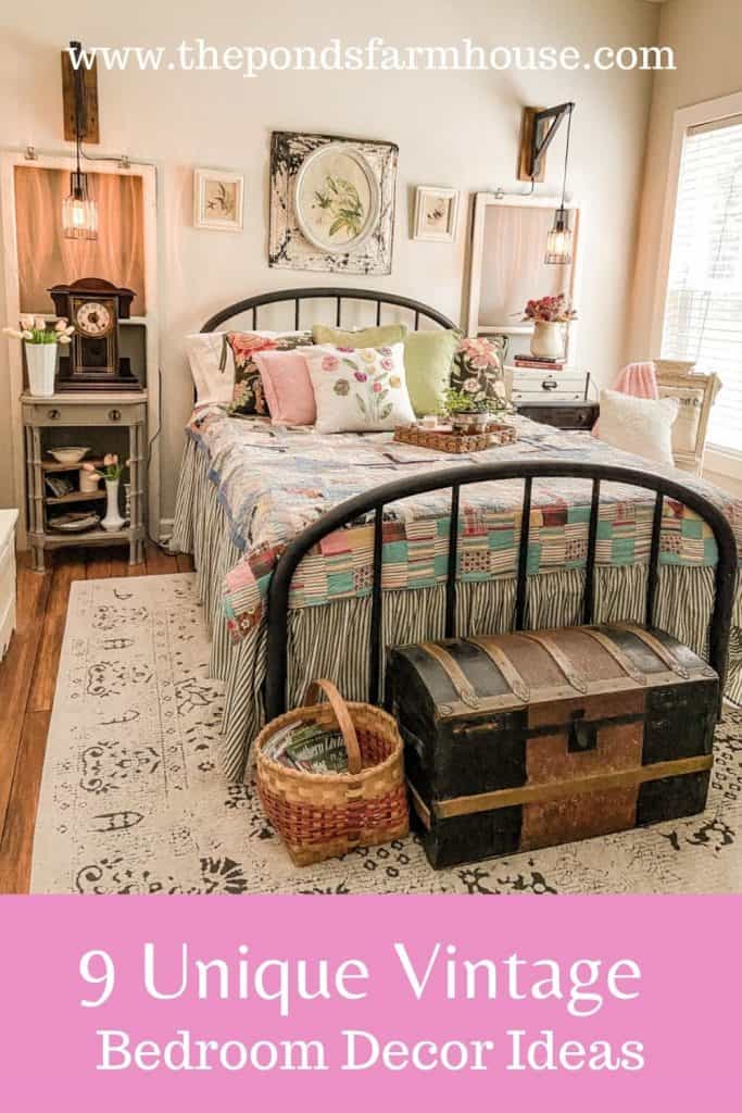 Vintage Bedroom Ideas with Antiques and Thrift Store Finds for modern farmhouse decor inspiration.