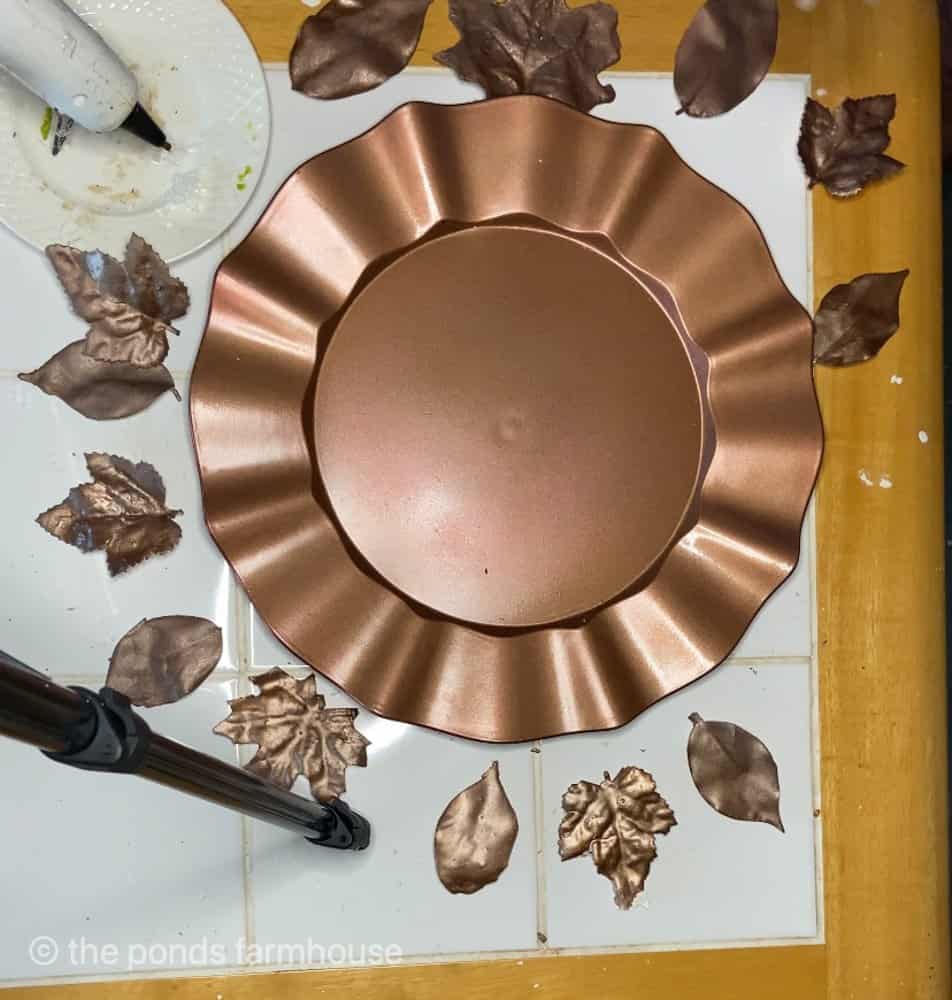 Plaster Copper Leaves to add to copper plate chargers.