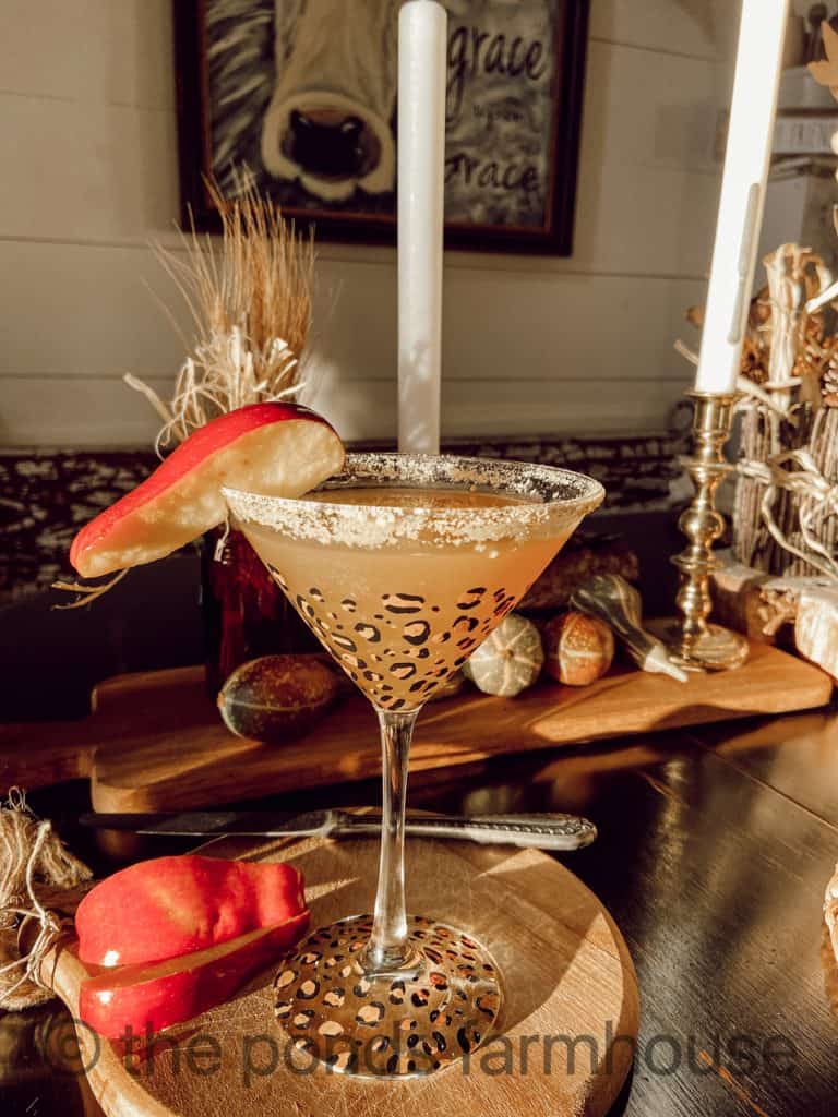 Thanksgiving Dinner Ideas include a Caramel Apple Cider Martini Recipe