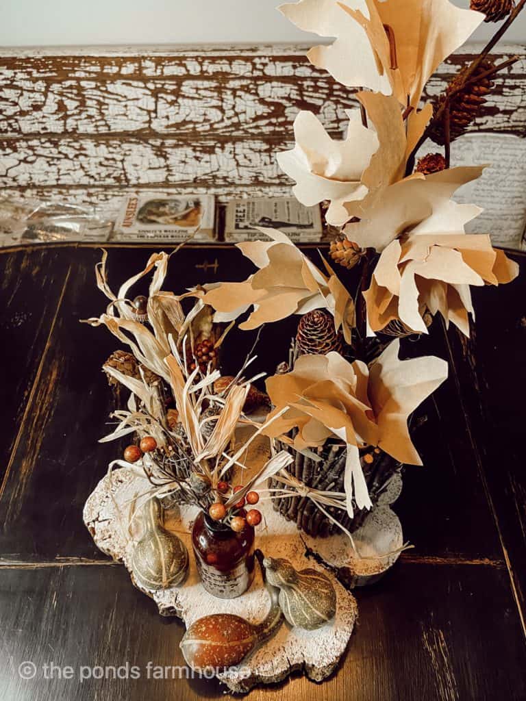 Friendsgiving DIY Dining Table Centerpiece includes several foraged and handcrafted diy projects.  