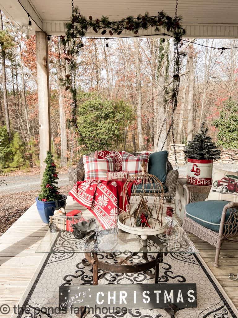 Front Porch Christmas Decoration Ideas for the swing.