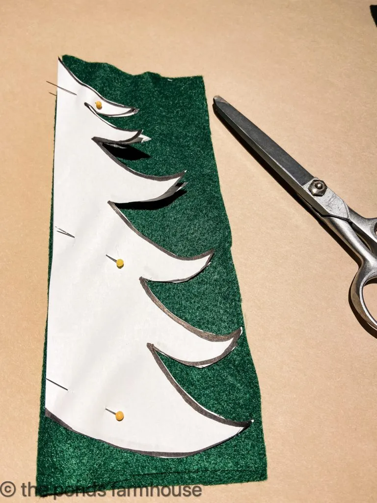 Pin template to felt to cut Christmas Trees