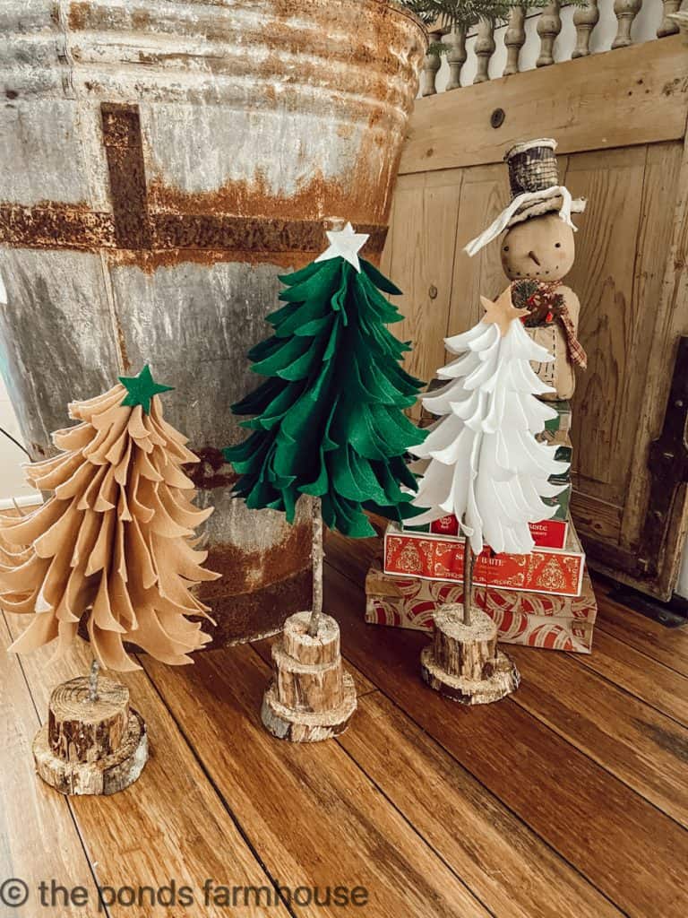 DIY Felt Christmas Tree Tutorial for Budget Friendly Holiday Decorating and Craft Project.
