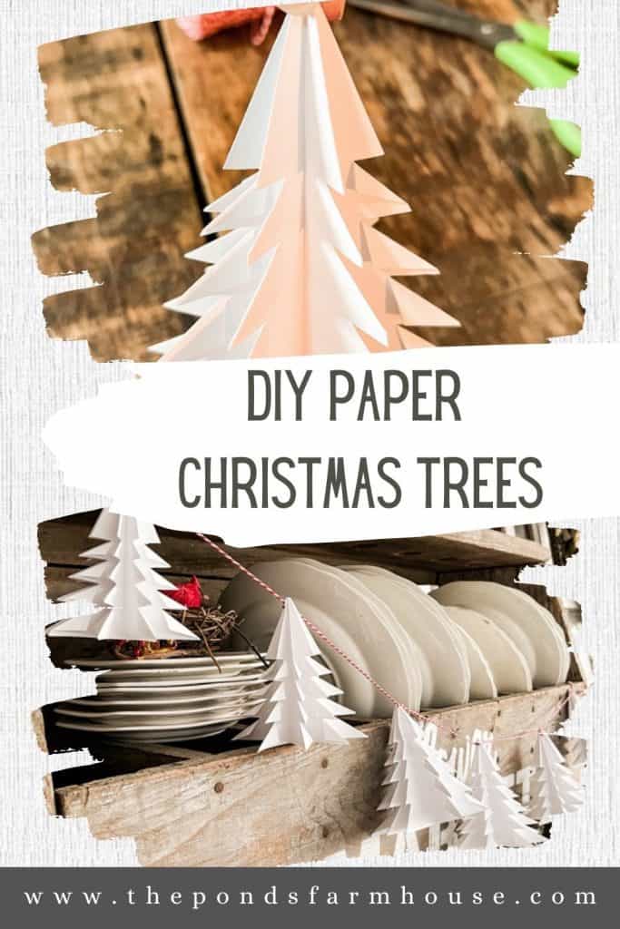 DIY Paper Christmas Tree Garland - Fun craft for kids and adults to make cute paper Christmas Trees