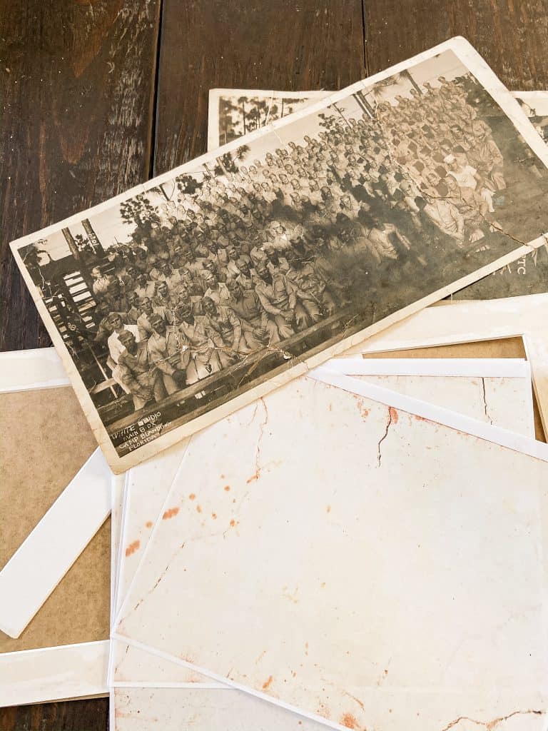 Panoramic military photo used with the DIY mats to frame a vintage photo.  