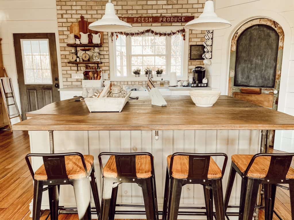 Build your own DIY Industrial Farmhouse Style Kitchen Island.
Before and After transformation.