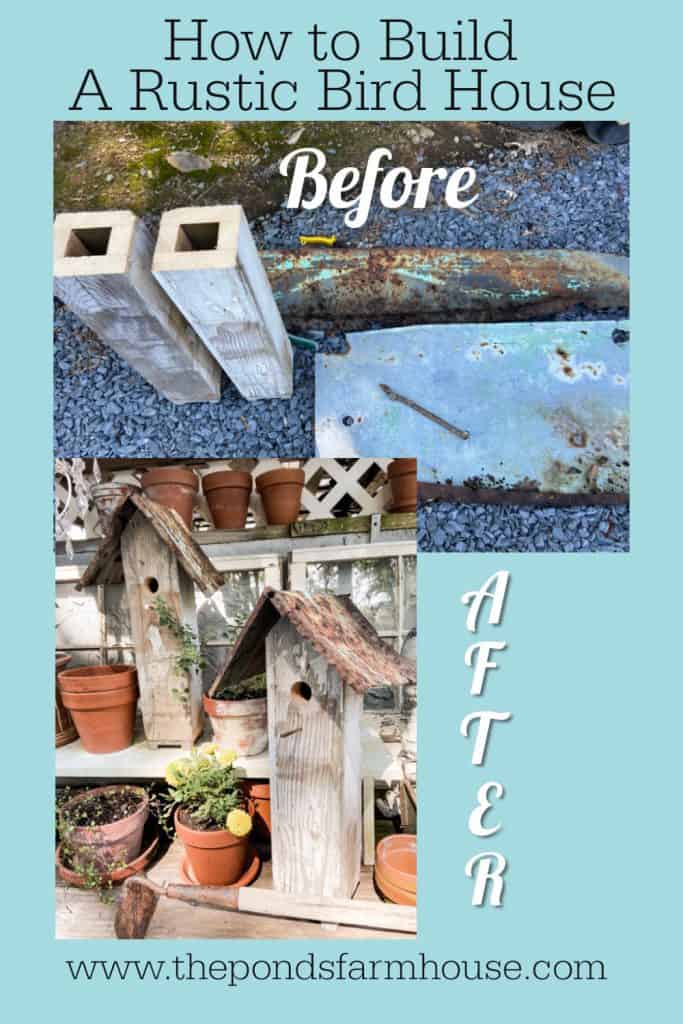 How to build a rustic birdhouse using scrape materials.  Step by step instructions to making these cute decorative DIY birdhouses.  Garden and Greenhouse project. 