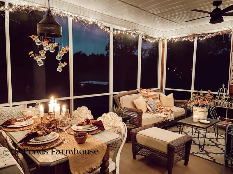 Fall Decorating on Screened Porch