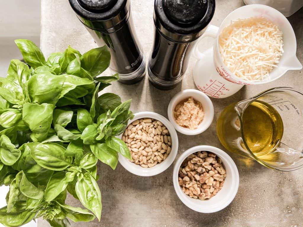 Ingredients for Basil Pesto