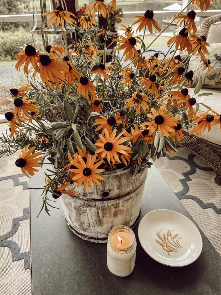 flowers and herbs from the garden.  