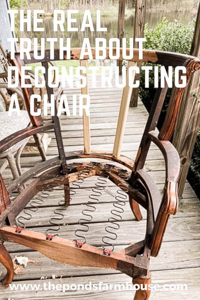 DIY Farmhouse Style Chair.  The Real Truth about deconstructing a chair for your home decor.  Rustic Style, re-purposed furniture, up-cycled, recycled, trash to treasure.   Cottage Style, #farmhouse #DIY 