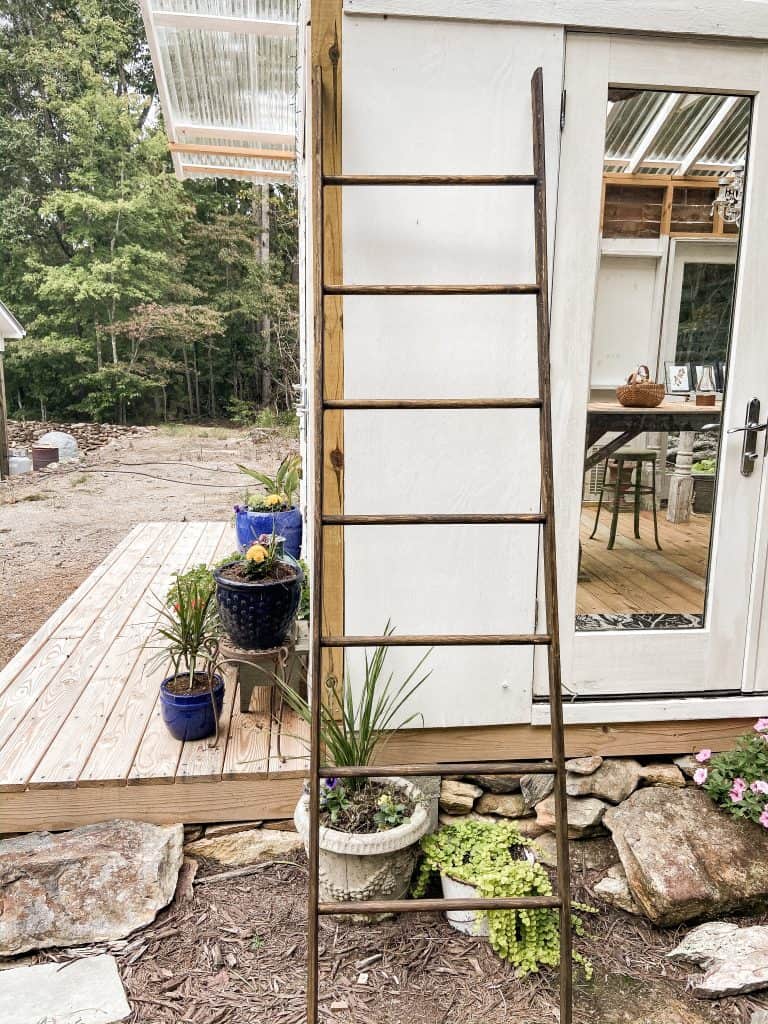 Rustic Ladder at Greenhouse