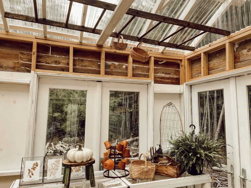 Wooden Ladder Decor for Greenhouse Decorating