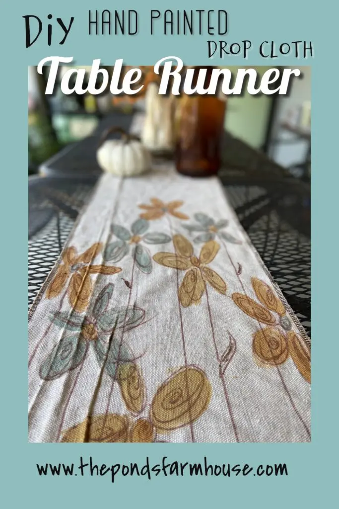 How to make these easy DIY Hand Painted Table Runner's from Drop Cloth Material.  Simple instructions and fun craft to make for fall decorating.  