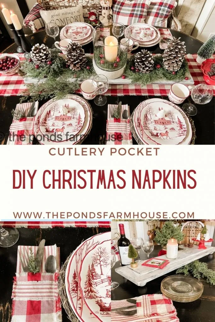 DIY Christmas Napkins with Cutlery Pockets 