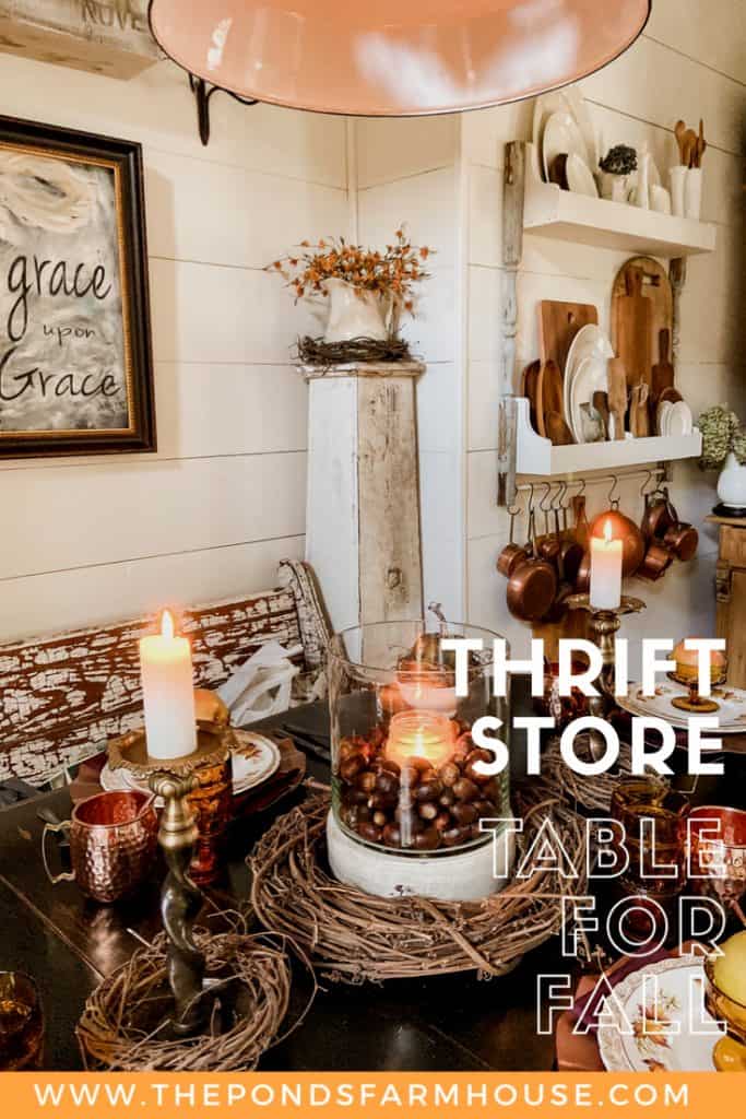 Budget-friendly Thrift Store Ideas for Thanksgiving Table Decorations without breaking the bank.  