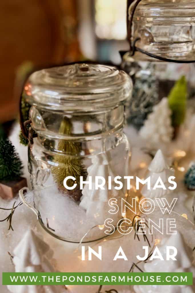 Here's how to make a couple different Christmas Snow Scene in a Jar.  First, using thrift store and dollar store items and then using vintage mason jars and a cake stand. Cheap and easy ways to decorate for Christmas. 