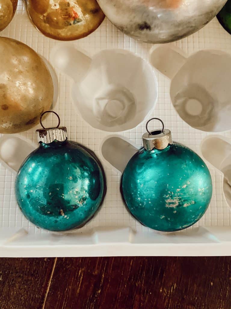 Age new Ornaments to look like vintage Christmas Tree Decorations.