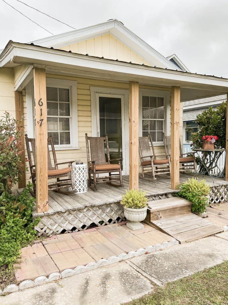 Beach Cottage porch.  1940s cottage with 460 sq. ft. Tiny House Remodel 