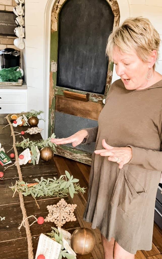 Lay out your Dried Fruit and Herb Christmas Garland