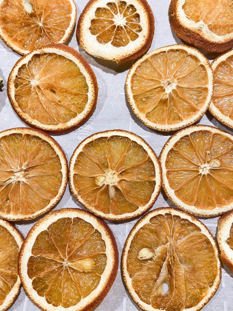Dry Orange slices for holiday decorating.