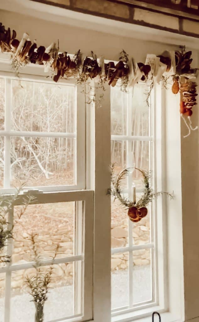 Dried Fruit Wreath with Rosemary and Fresh Herb and Dried Fruit Garland