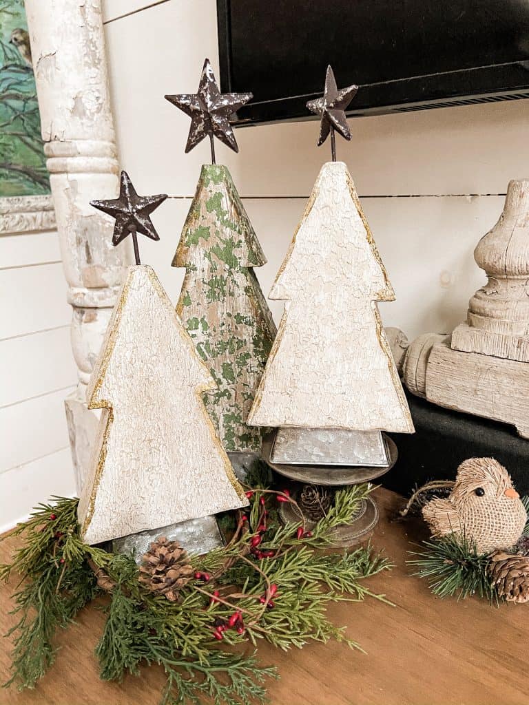 Three Wooden Christmas Trees