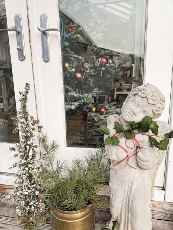 Concrete Angle on Greenhouse porch with Greenhouse Christmas Decorations