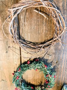 Add a foraged grapevine wreath to the Dollar Tree DIY Holiday Garland