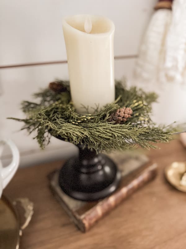 Cedar Candle Ring with flicker candles