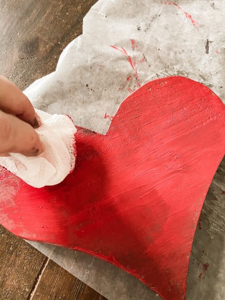 Paint Hearts with red paint for wooden heart sway.