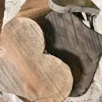 The wooden hearts with a black stain made from watered down black paint.