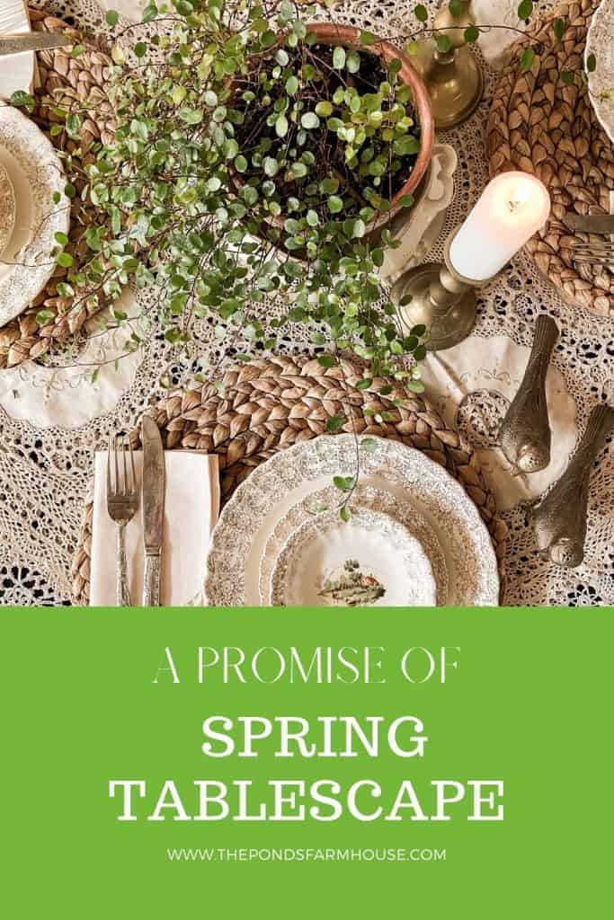 How to use thrift store finds to set a Promise of Spring Tablescape with natural elements.