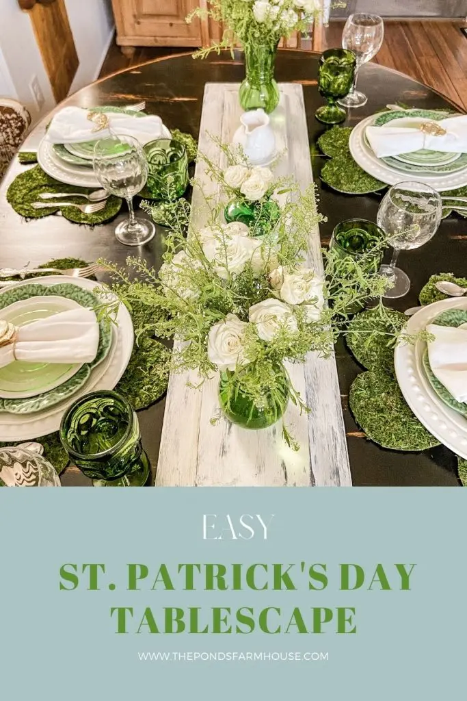Creative St. Patrick's Day Table Setting Ideas for Supper Club - DIY Shamrock Placemats and Trader Joe's Flowers