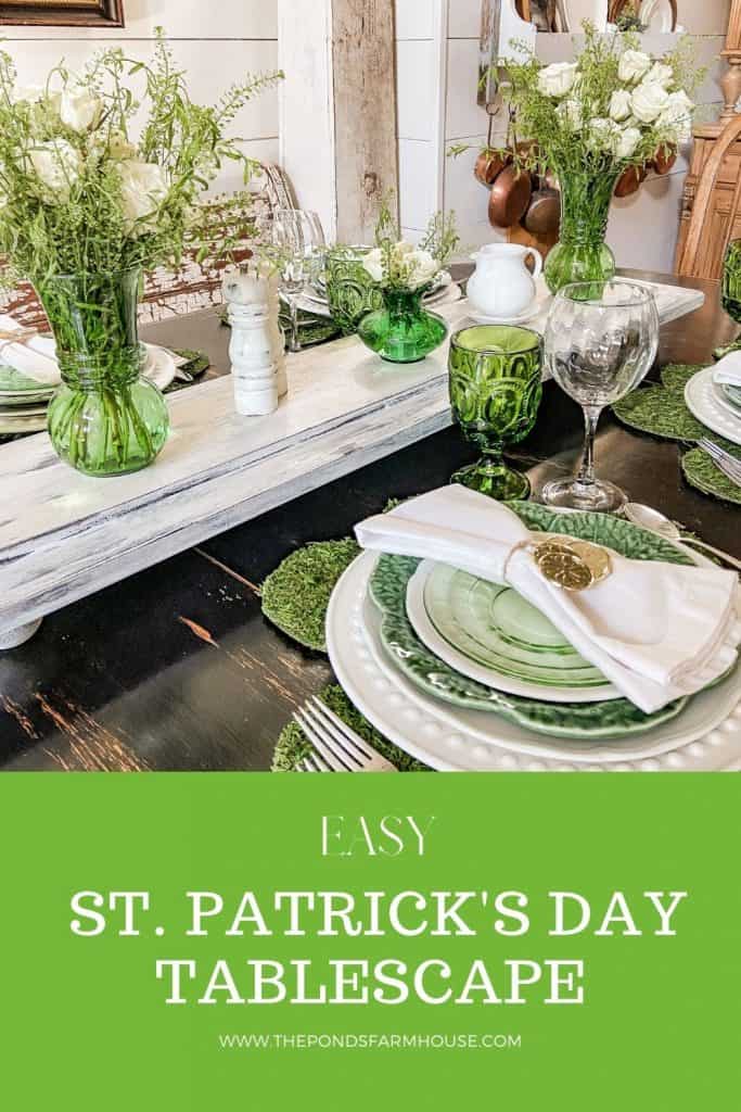 Creative St. Patrick's Day Table Setting Ideas for Supper Club - DIY Shamrock Placemats and Trader Joe's Flowers