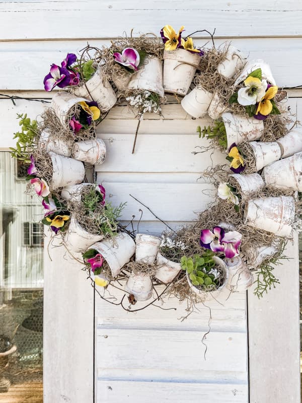 terra cotta pots DIY Spring Wreath With Dollar Tree Supplies