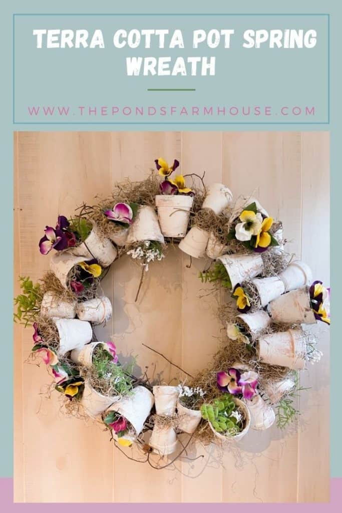 DIY Terra Cotta Wreath for Spring - Easy Spring Wreath Tutorial for outdoor wreath