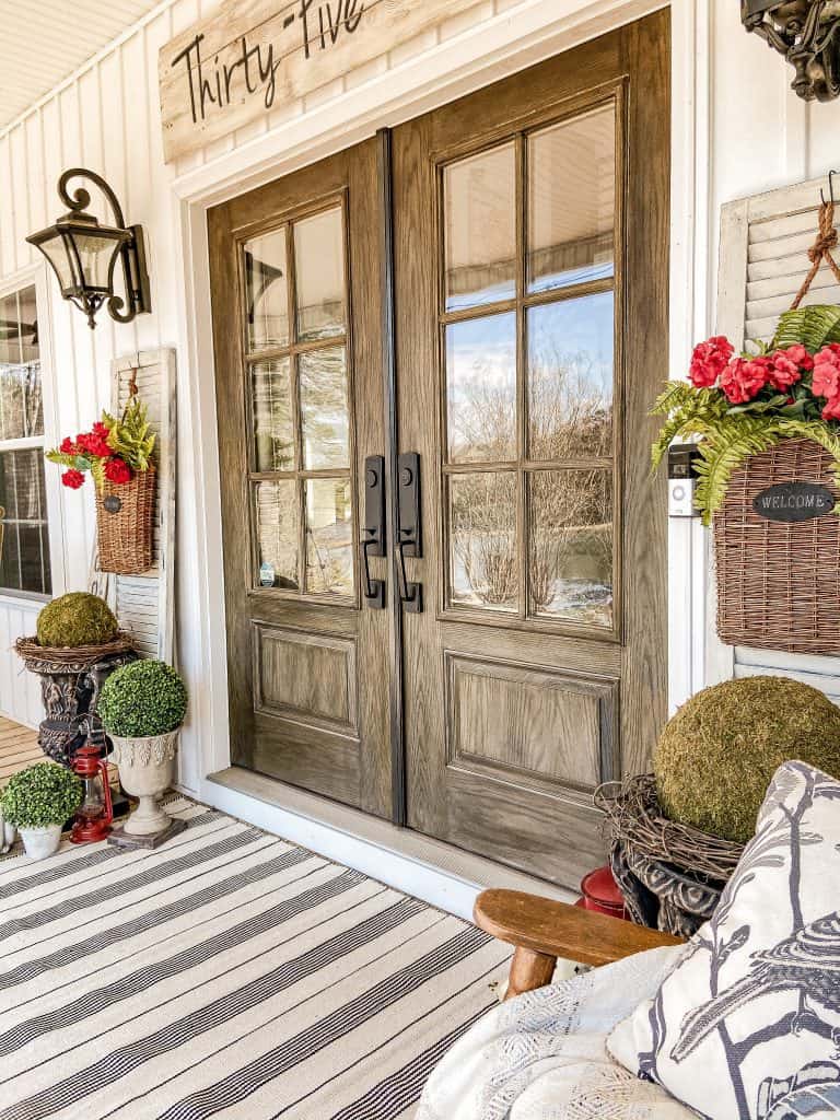 Moss Balls on Front Porch are great for decorations in Spring and summer.