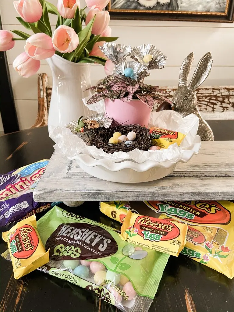 Easter bunny and assorted Easter candies.