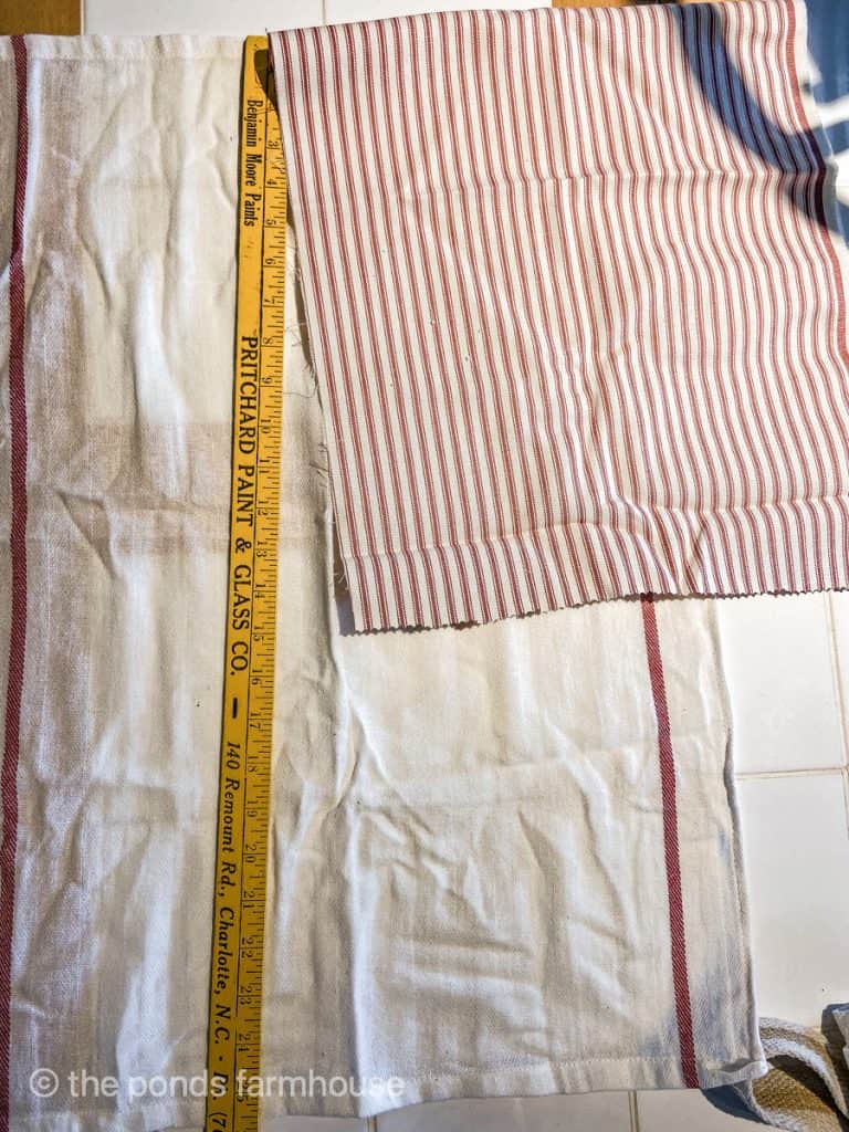 Tea Towel and Ticking Fabric To Make A DIY Apron